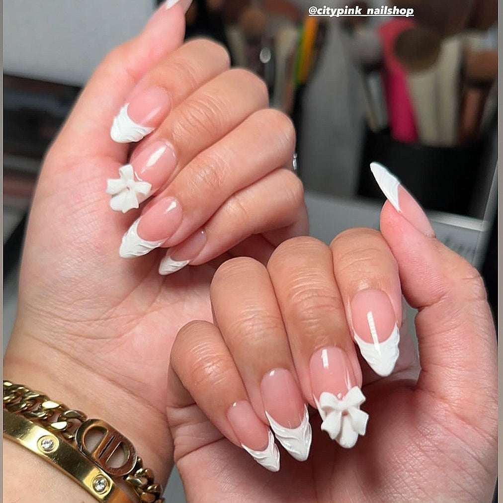 3D white french style almond set