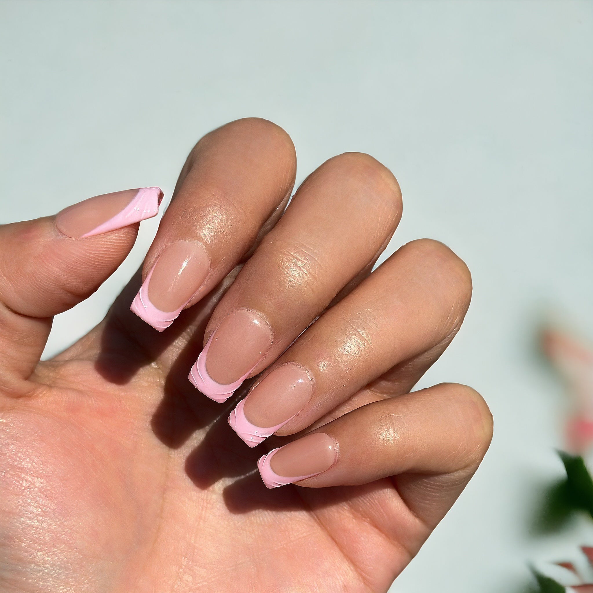 Pink French Style 3D Solid Gel Short Set