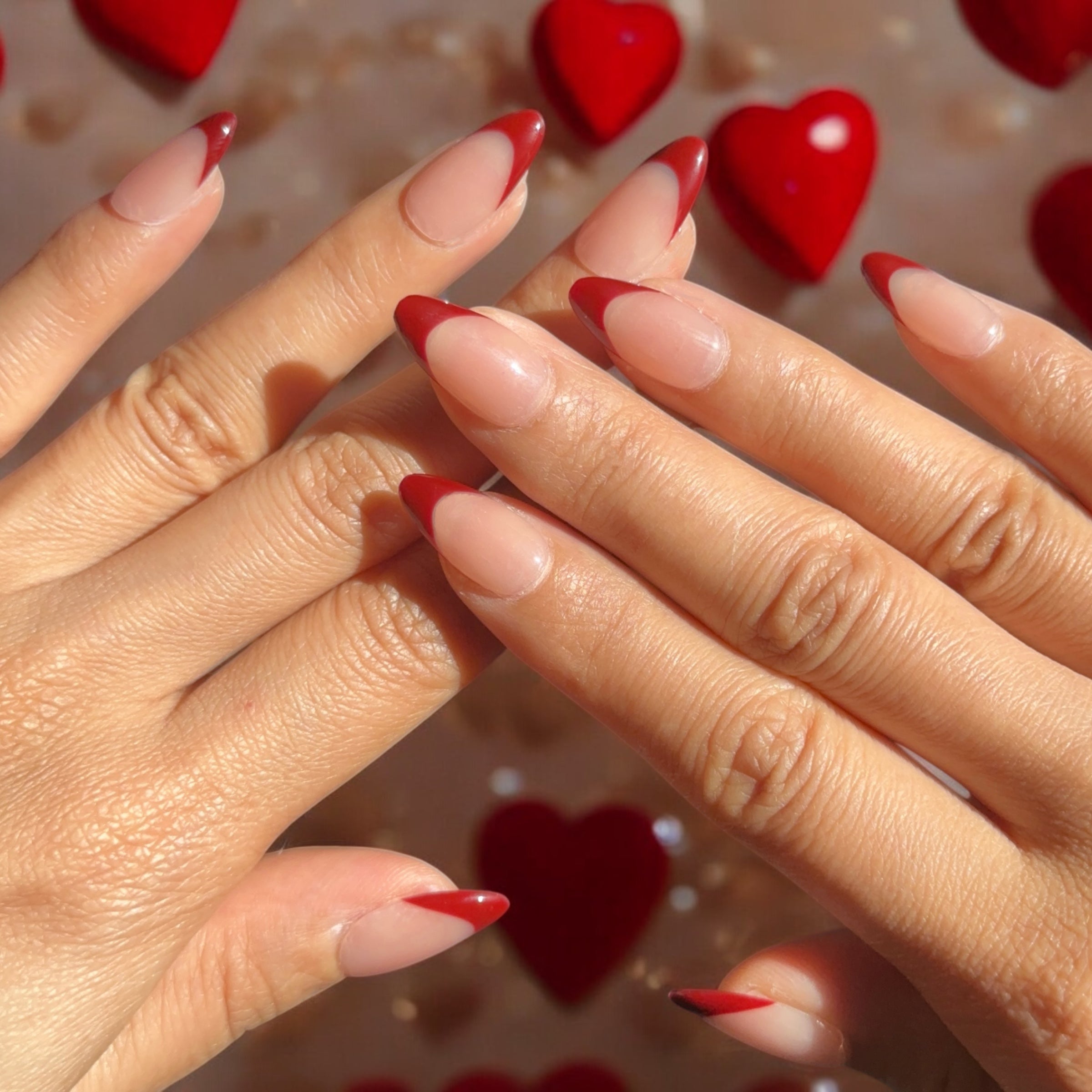 Crimson French tip Almond Set