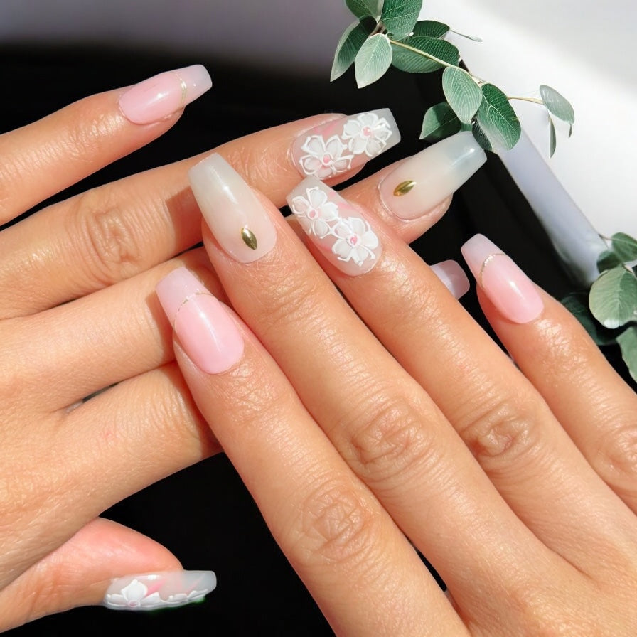 white flower long set