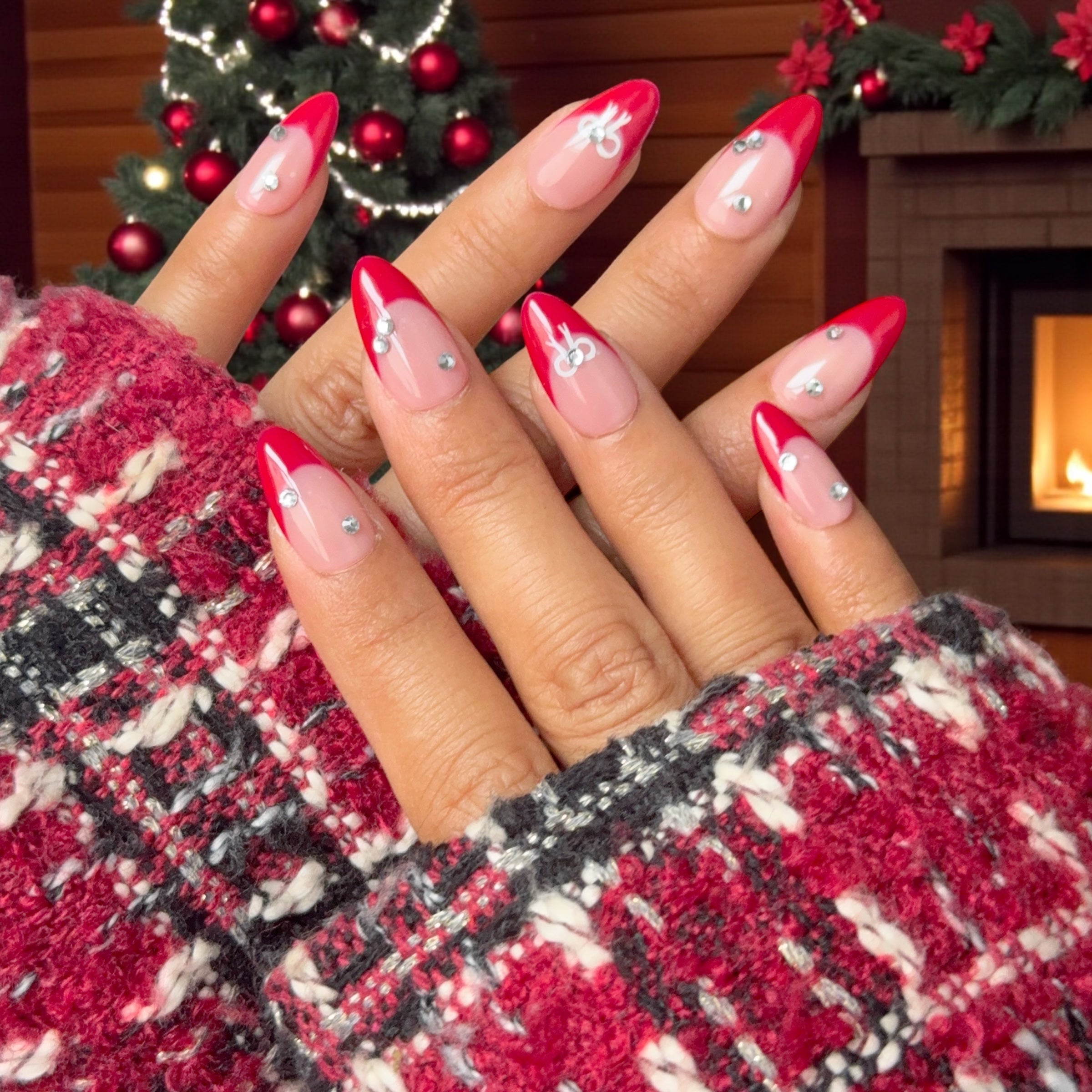 Little bow Red french tip