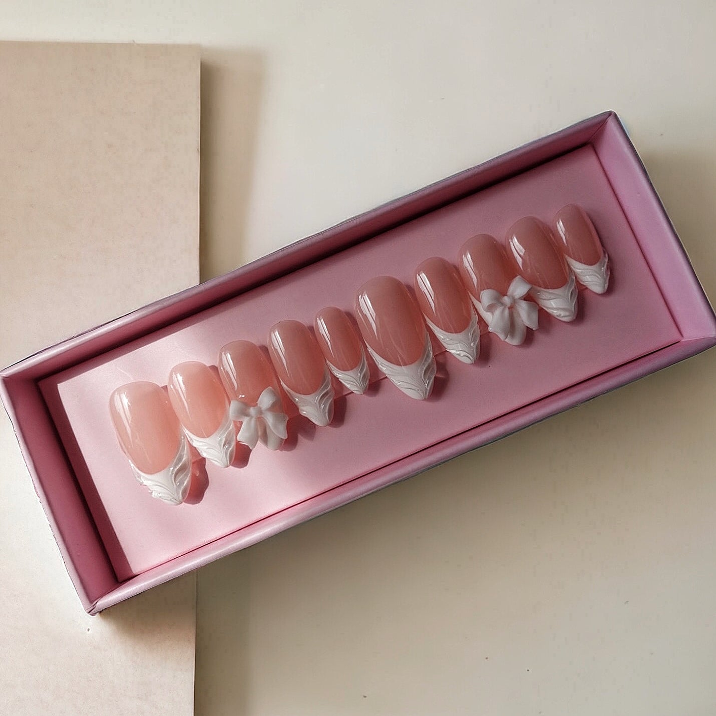 3D white french style almond set