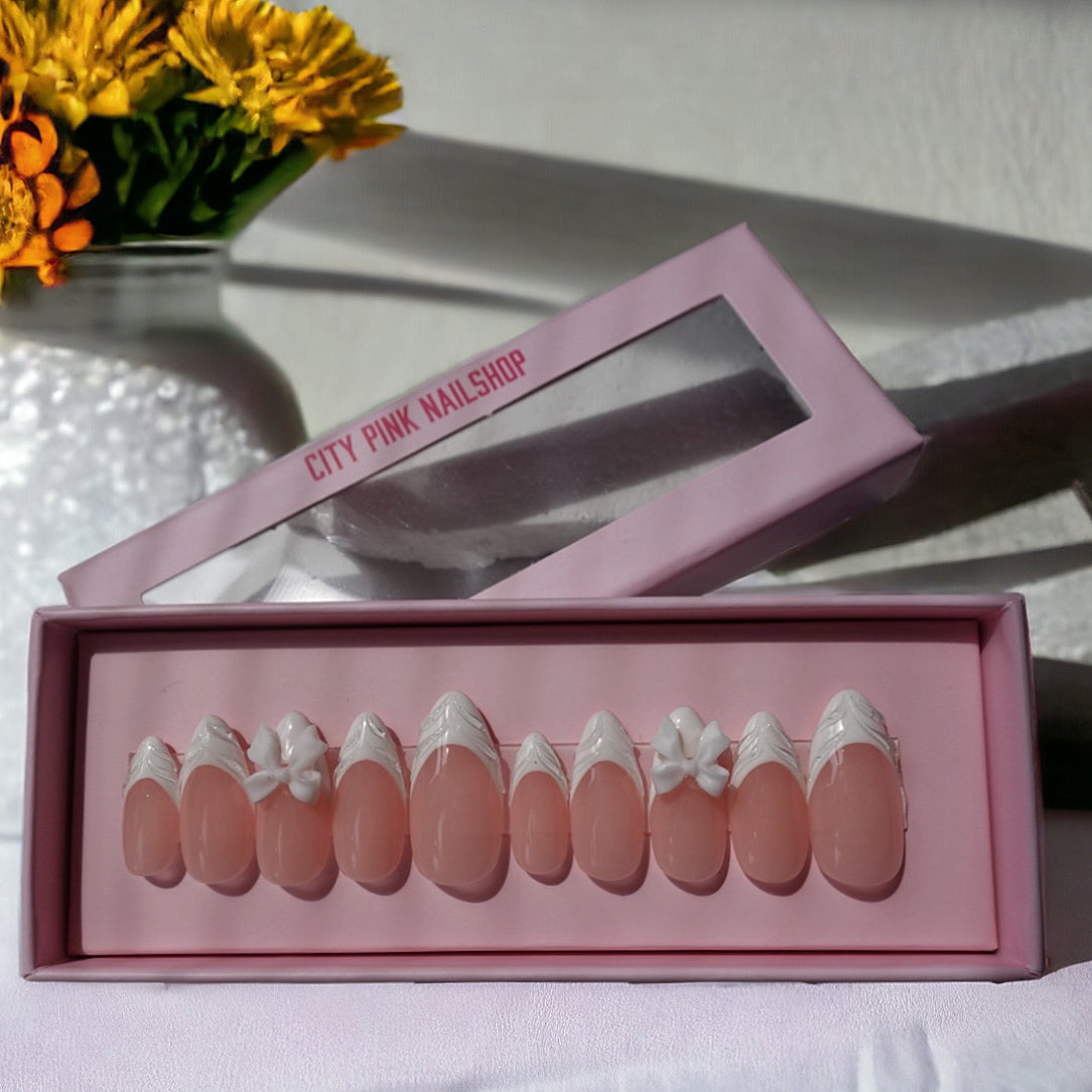 3D white french style almond set