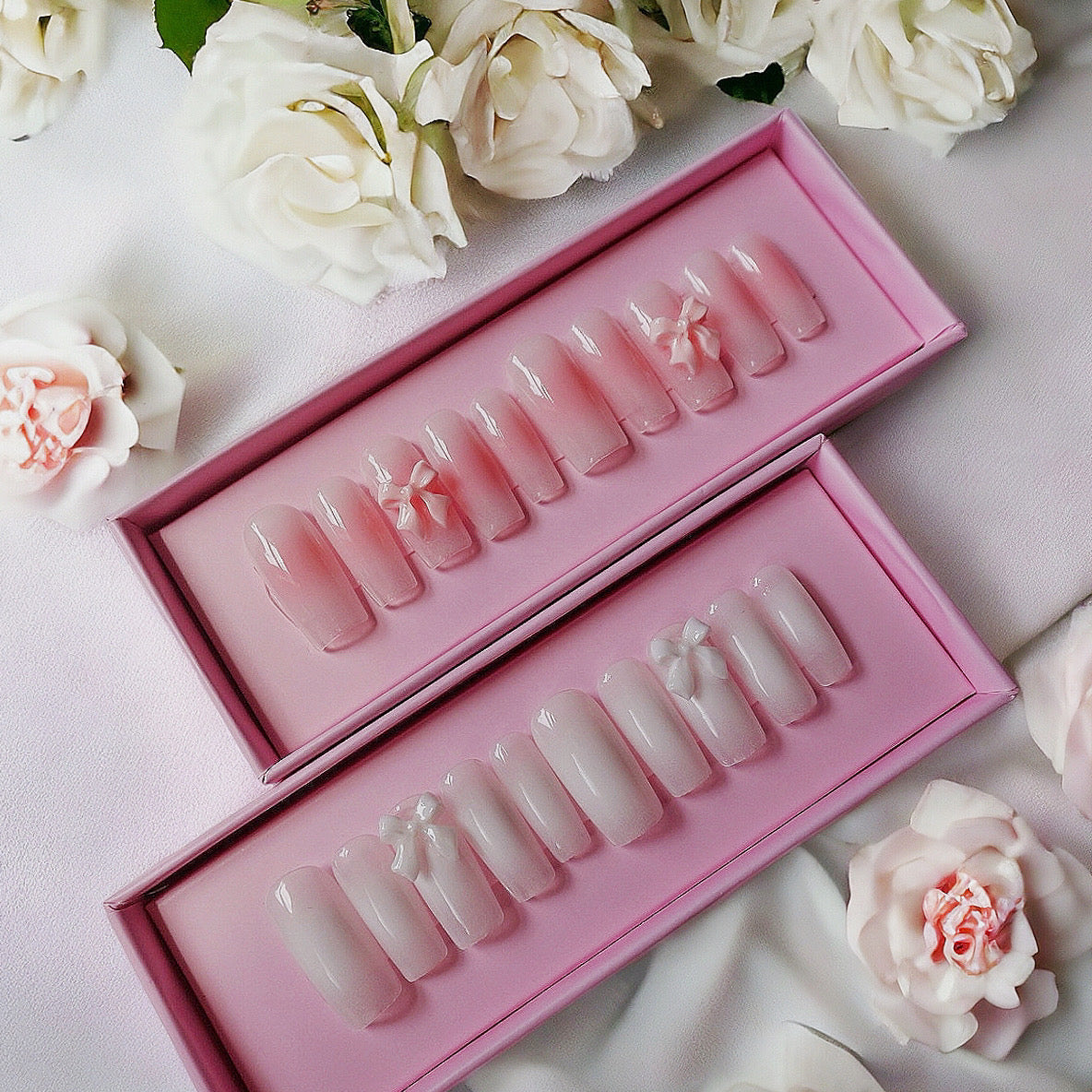 Glass white with cute bow square set