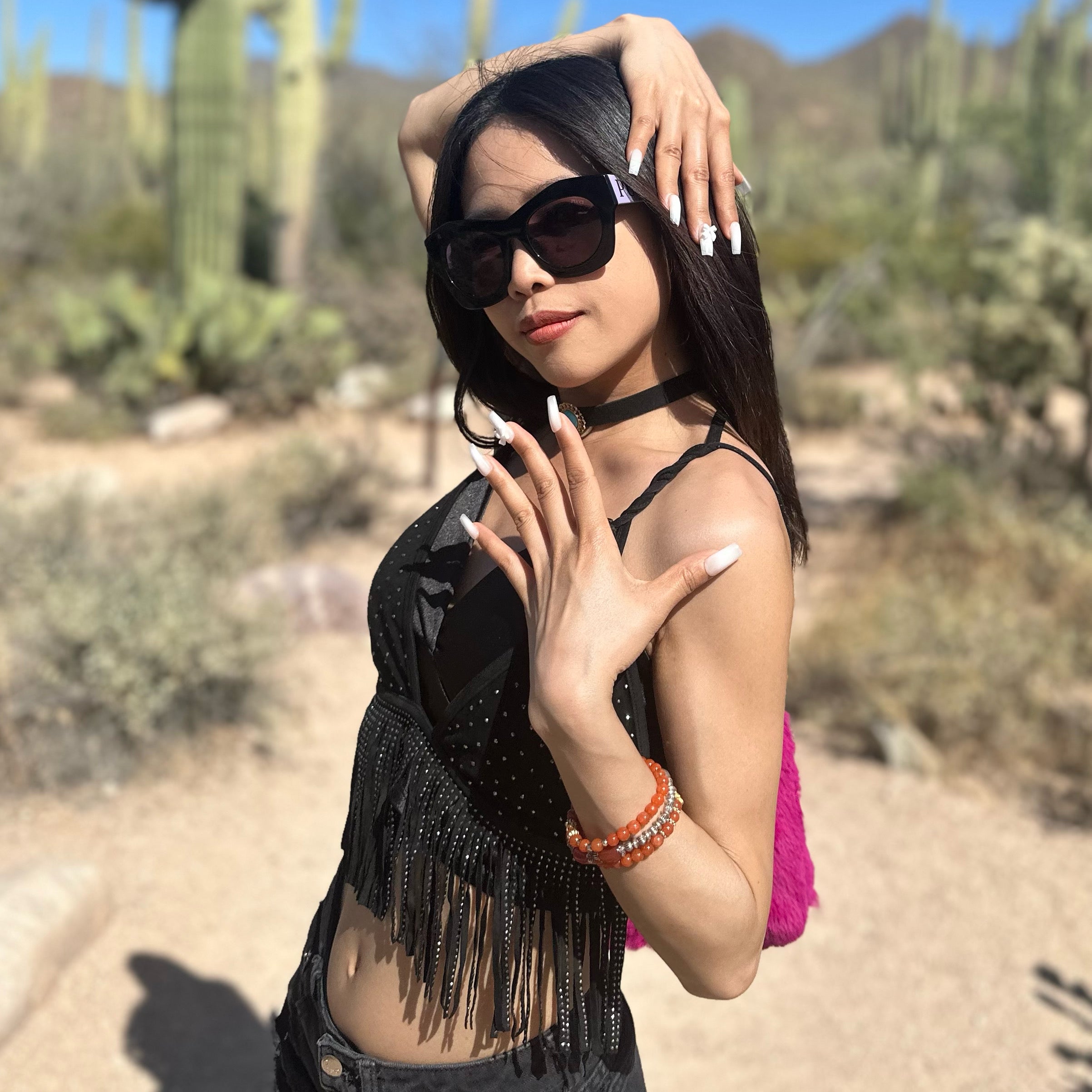 Glass white with cute bow square set