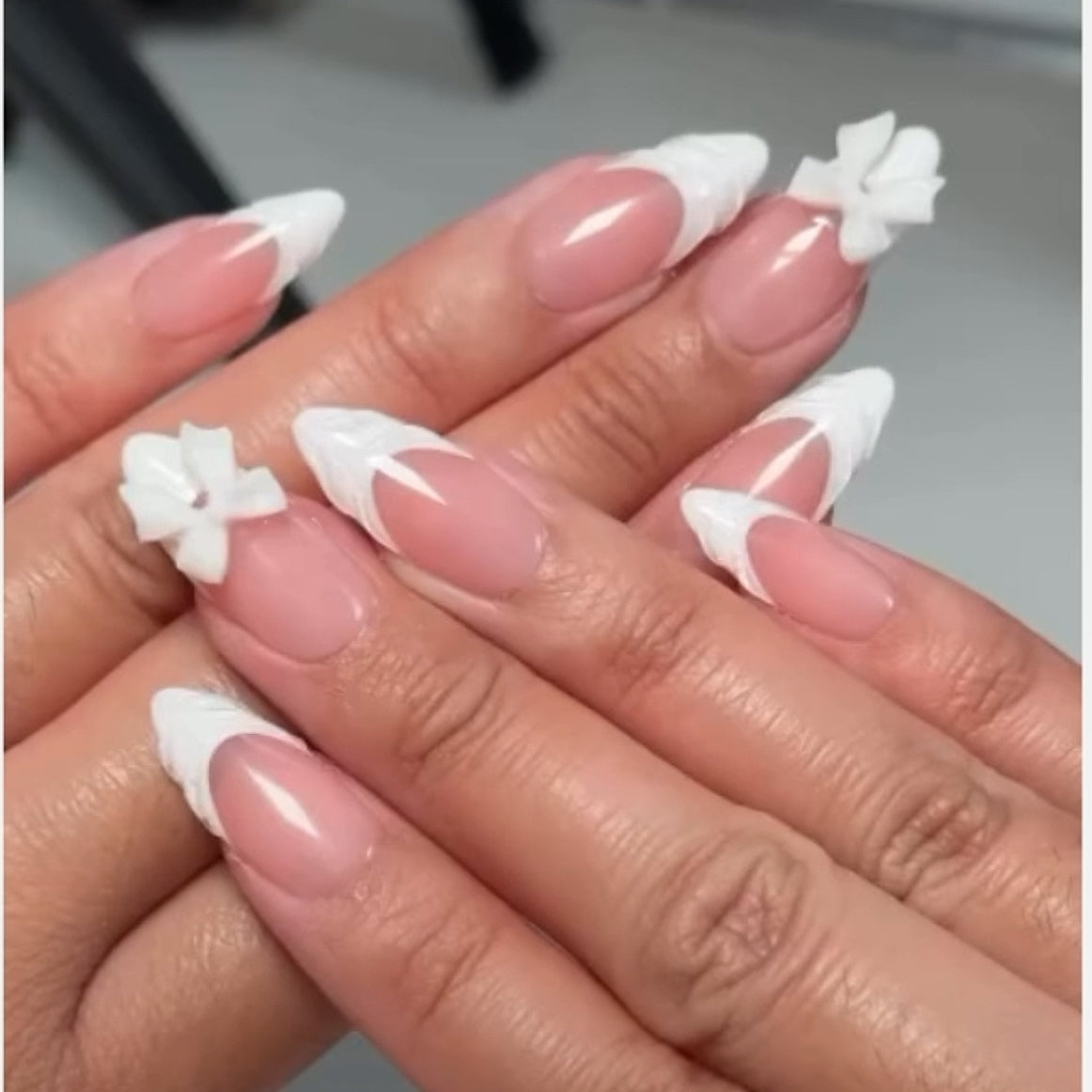 3D white french style almond set