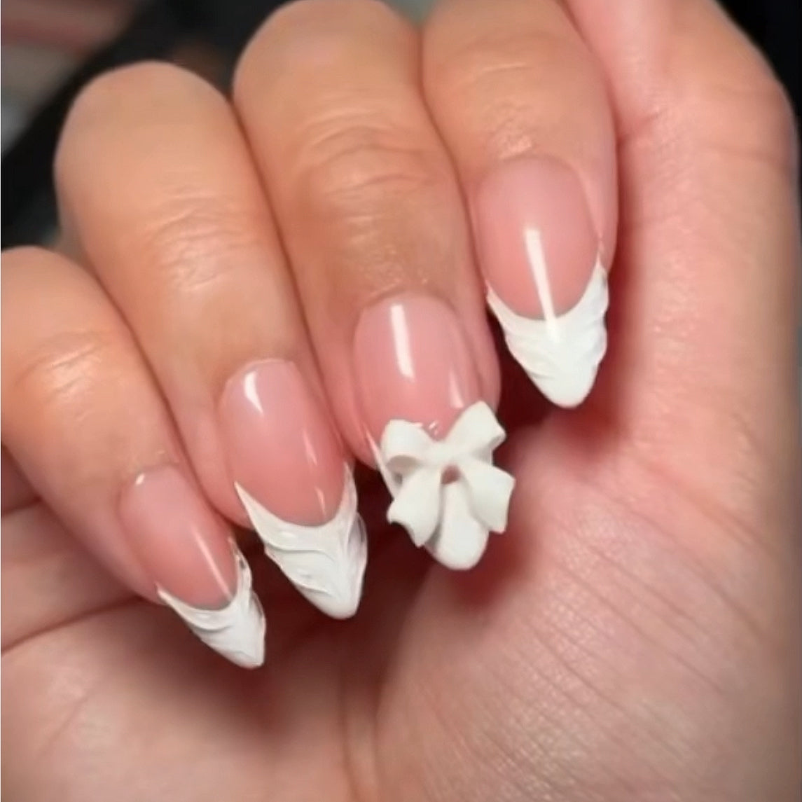 3D white french style almond set