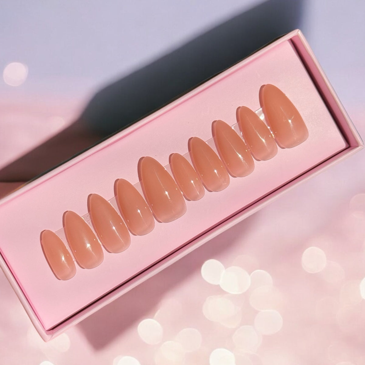 Nude Almond press-on nail set, product photo 2