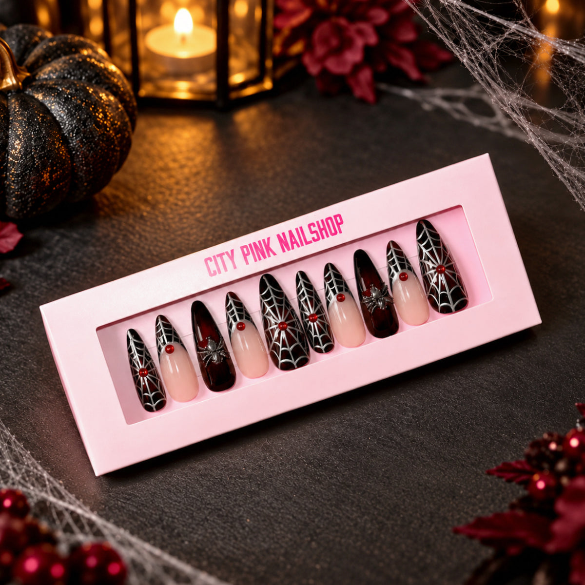 Black Widow press-on nail set, product photo 3