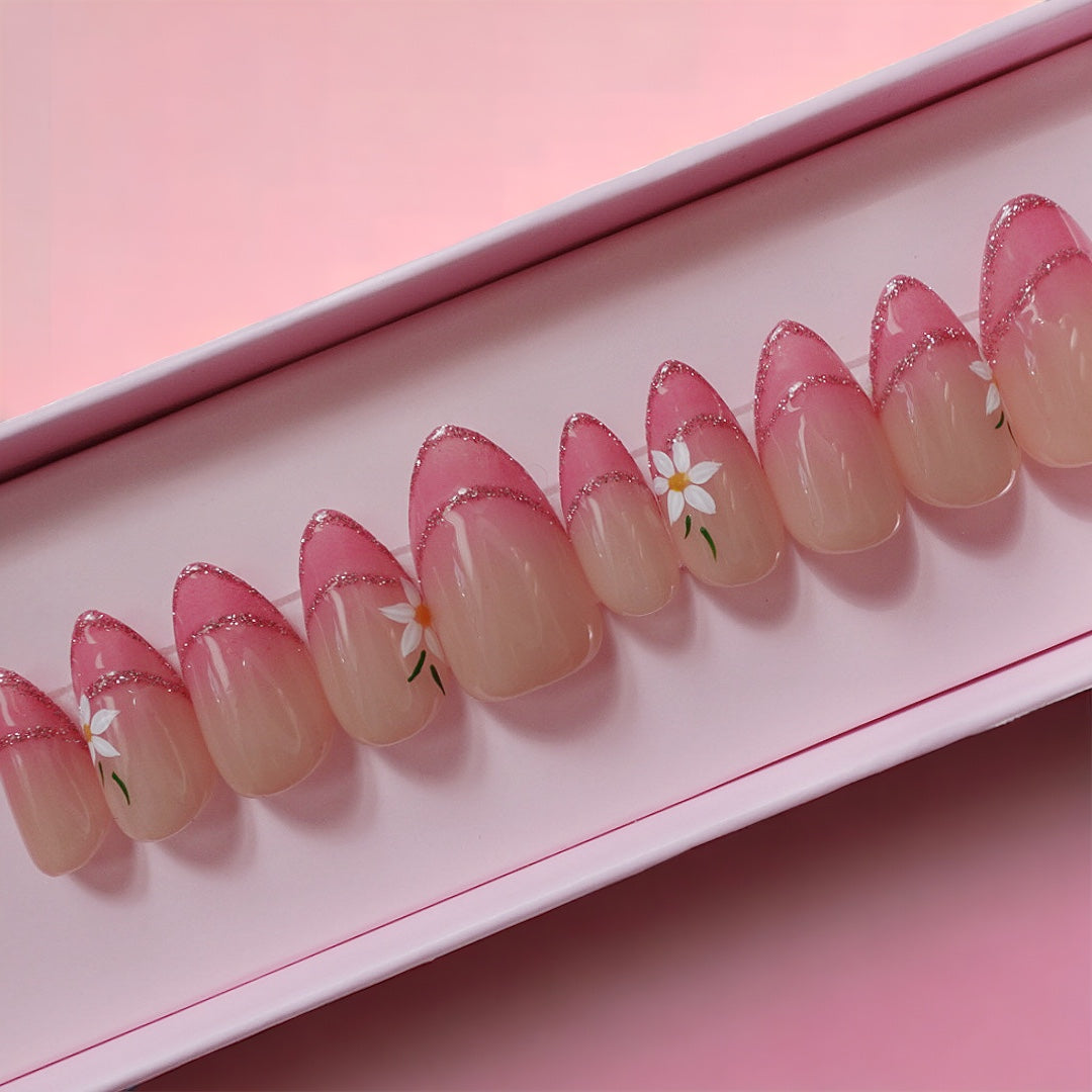 Rose Red white flower short Almond set