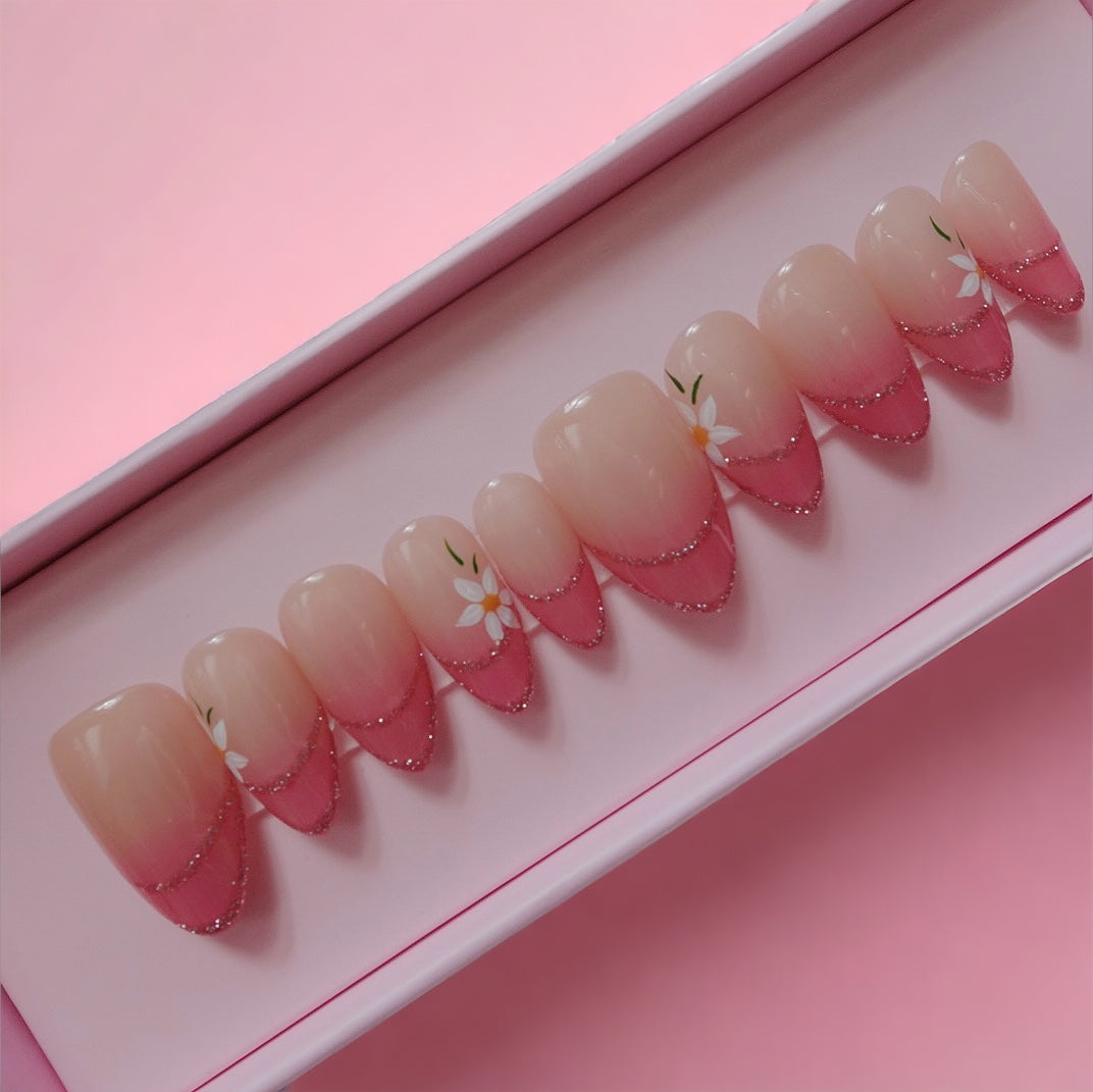 Rose Red white flower short Almond set