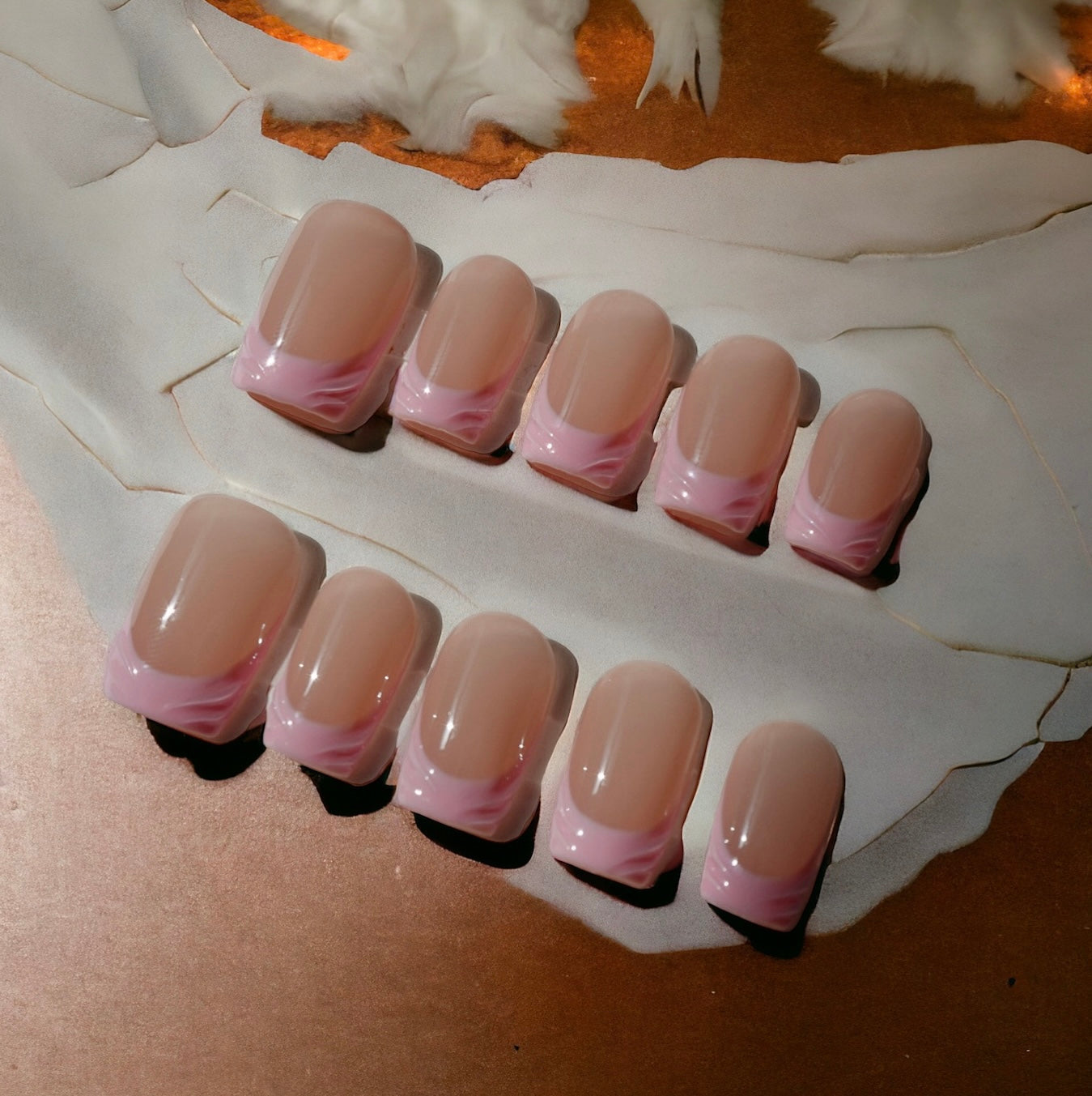 Pink French Style 3D Solid Gel Short Set