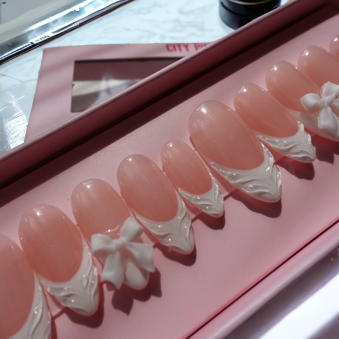 3D white french style almond set