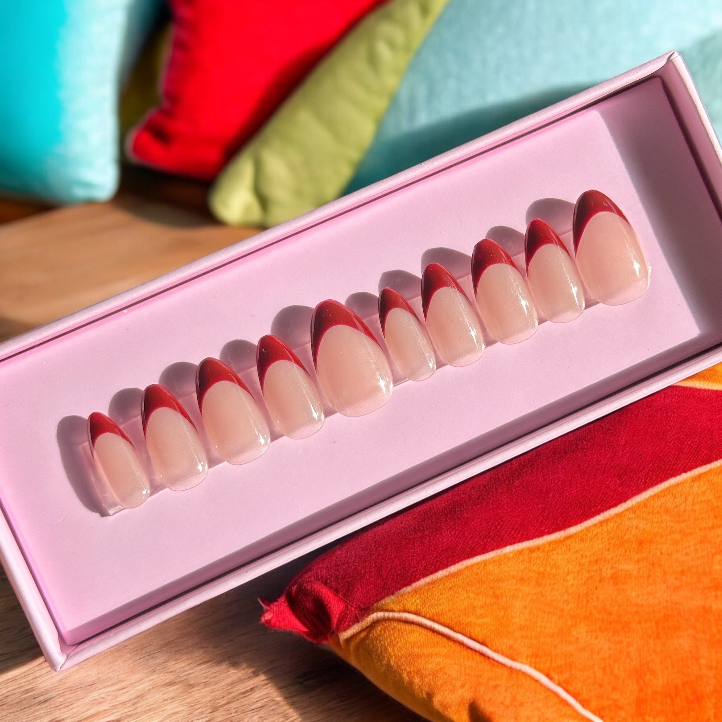 Crimson French tip Almond Set