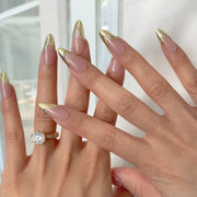 Twilight Gold Crescents Almond Press-On Nails