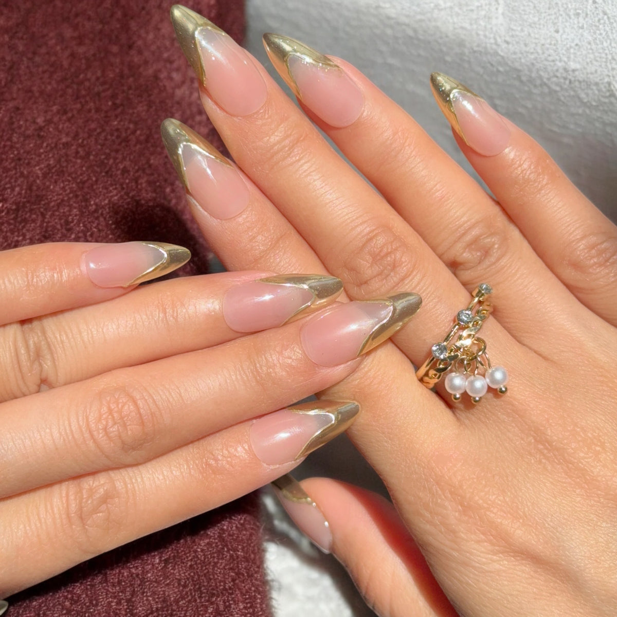 Twilight Gold Crescents press-on nail set, product photo 3