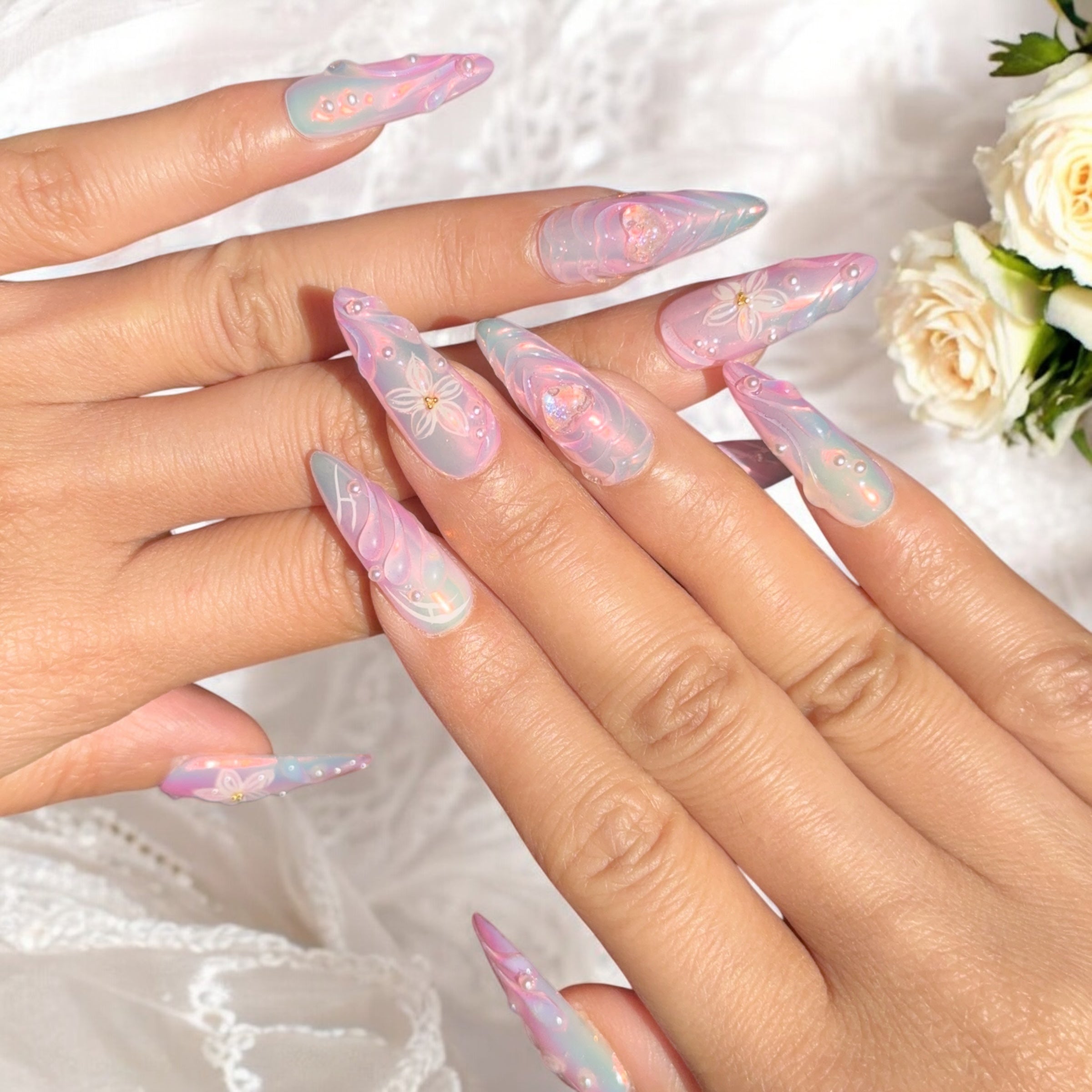 Peach pink 3D flower