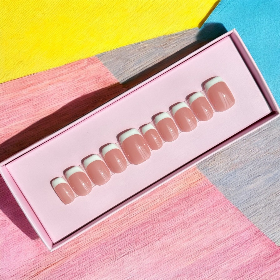 Classic White French press-on nail set, product photo 4