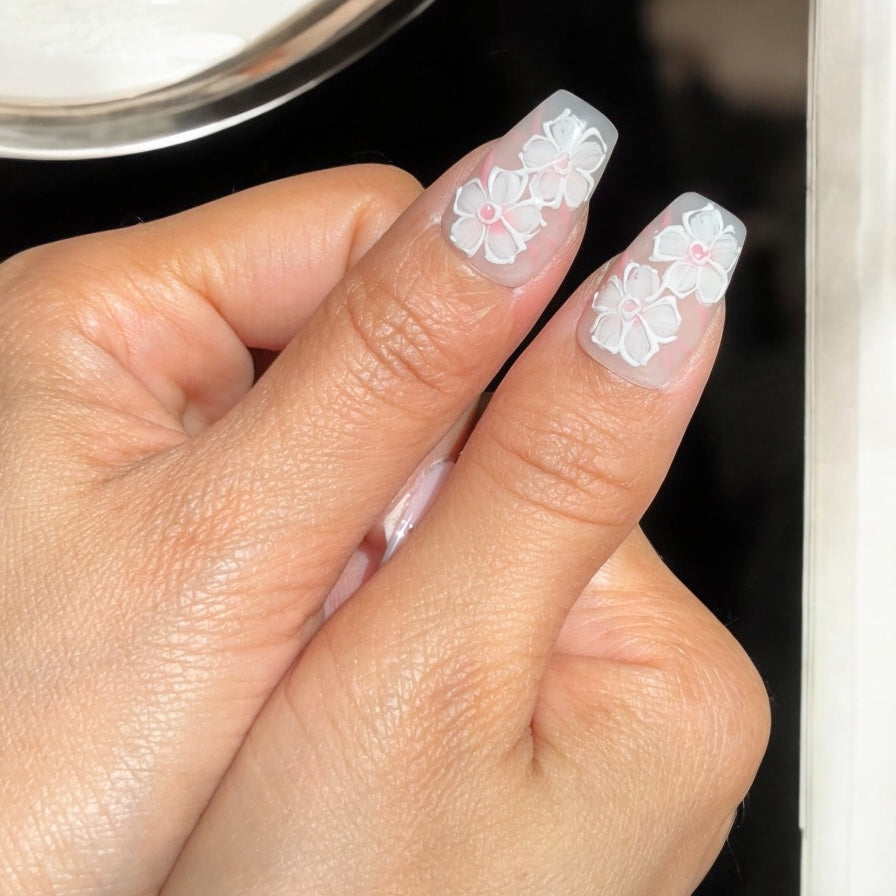 white flower long set