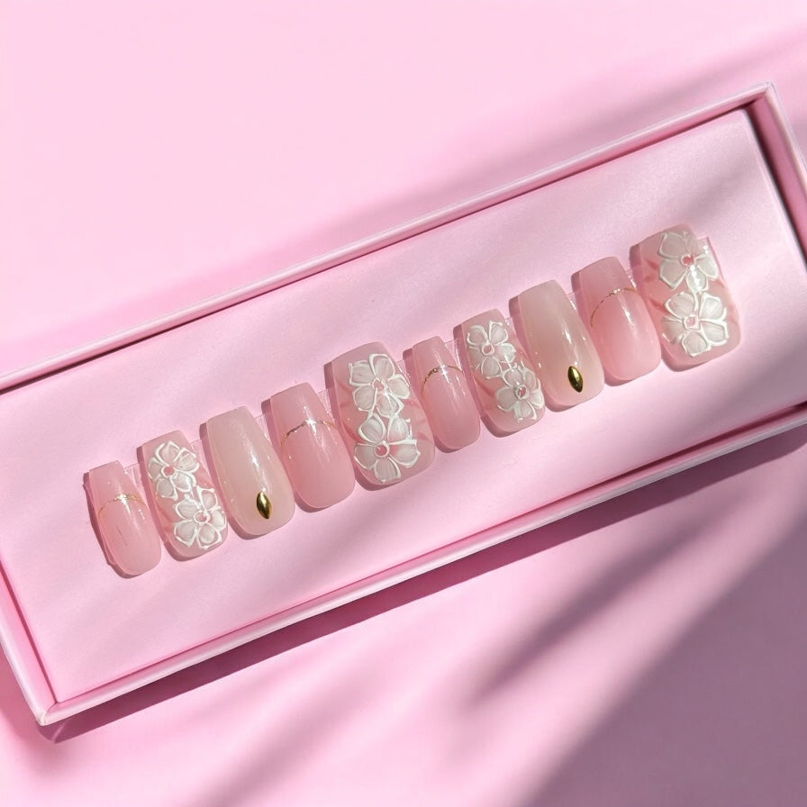 white flower long set