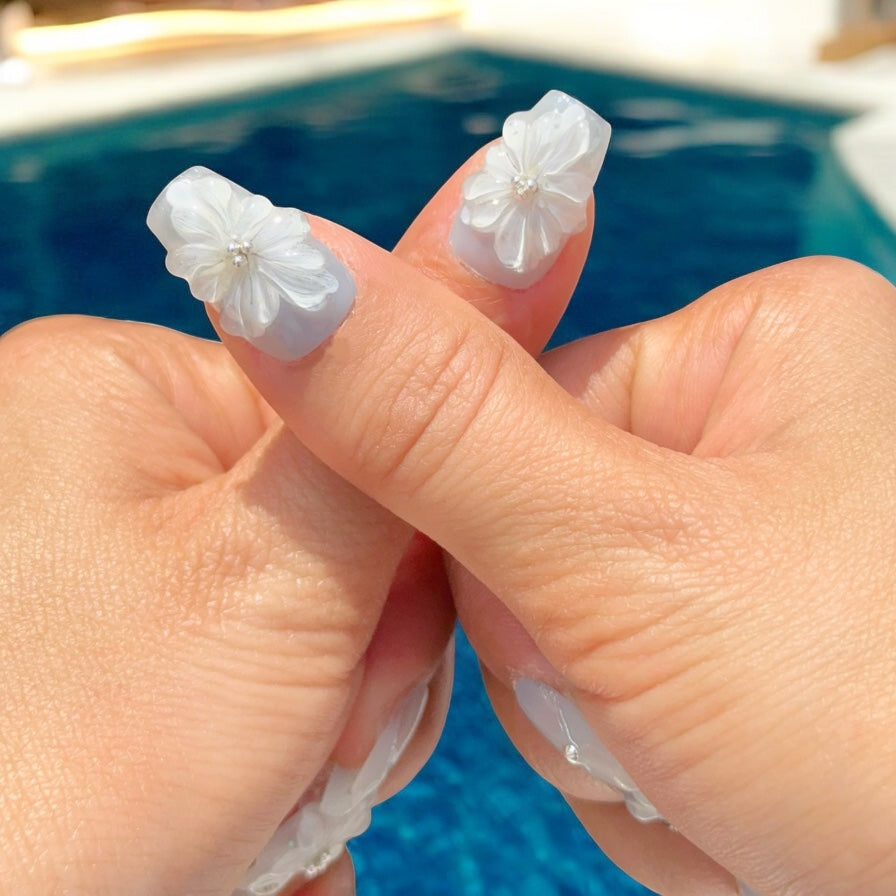 Daybreak blue glass flower