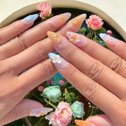 Summer Magic Garden Pastel Floral Almond Press-On Nails