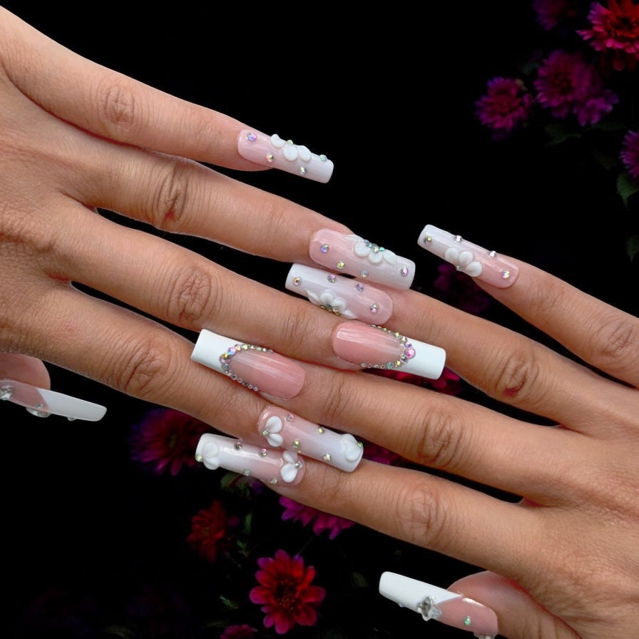 Square 3D flower Diamond Set