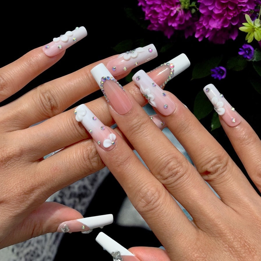 Square 3D flower Diamond Set