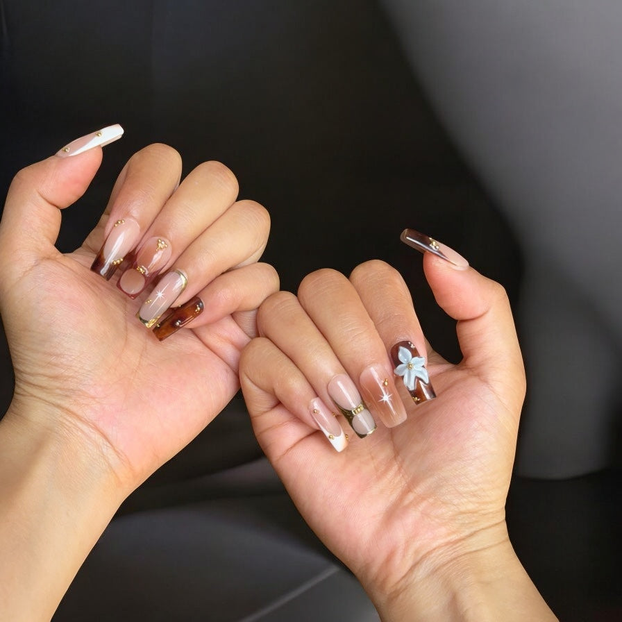 Starfish Flower press-on nail set, product photo 3