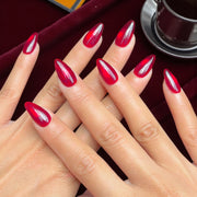 Candy Eyes Red Shimmer Almond Press-On Nails