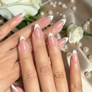 Short Almond White French Tip Press-On Nails